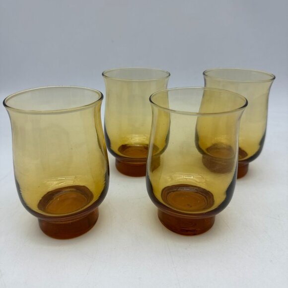 Vintage Libby amber set of 4 glasses, gold tinted - Picture 1 of 4